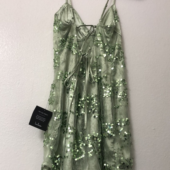 Lulu's Light Green Sequin Dress - Picture 7 of 13